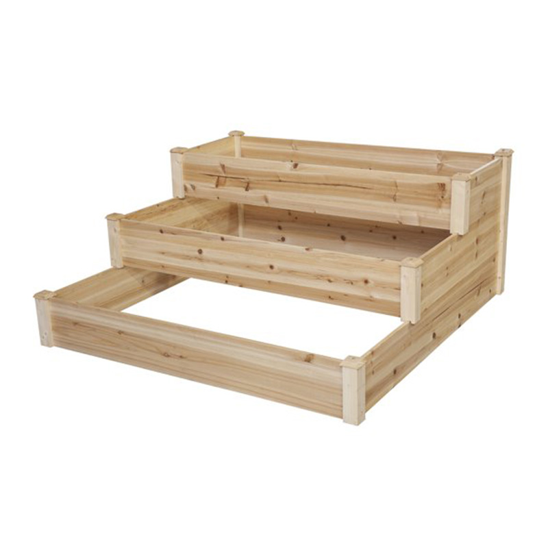 3-Tier Fir Wood Raised Garden Bed Planter Kit for Plants, Herbs, Vegetables, Outdoor Gardening Tiered Design 49' x 49' x 22'