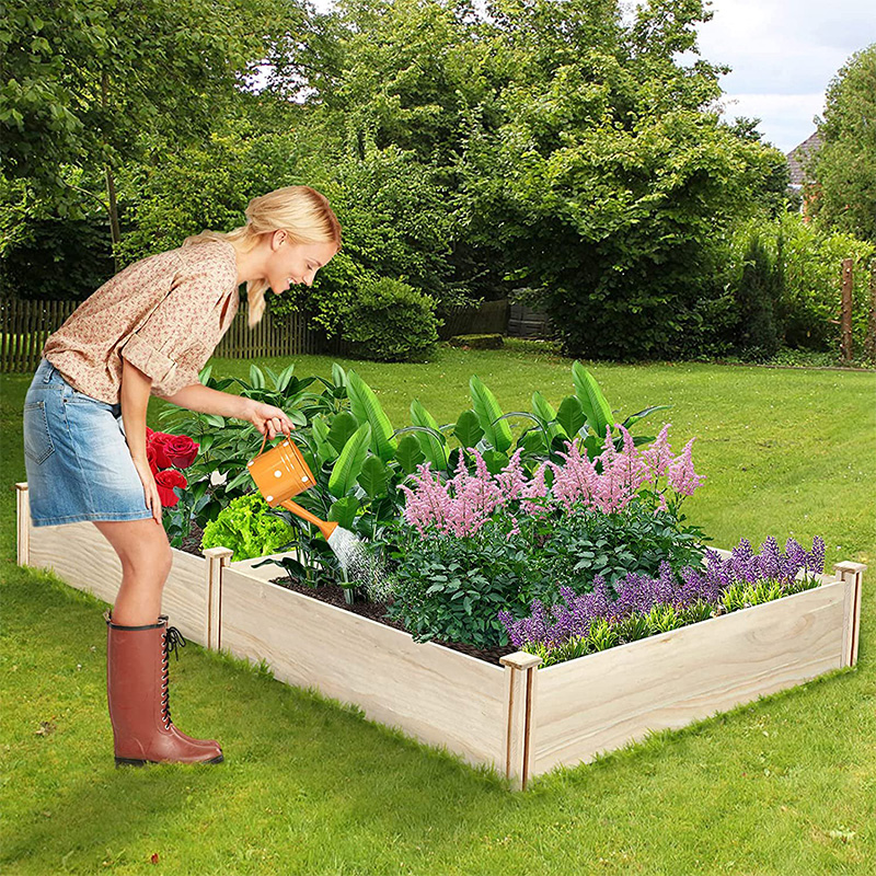 Raised Garden Bed 8×4×1FT Wooden Garden Bed Elevated Planter Box Outdoor Garden Raised Bed Kit for Vegetable Flower Herb Gardening Backyard Patio Natural Wood