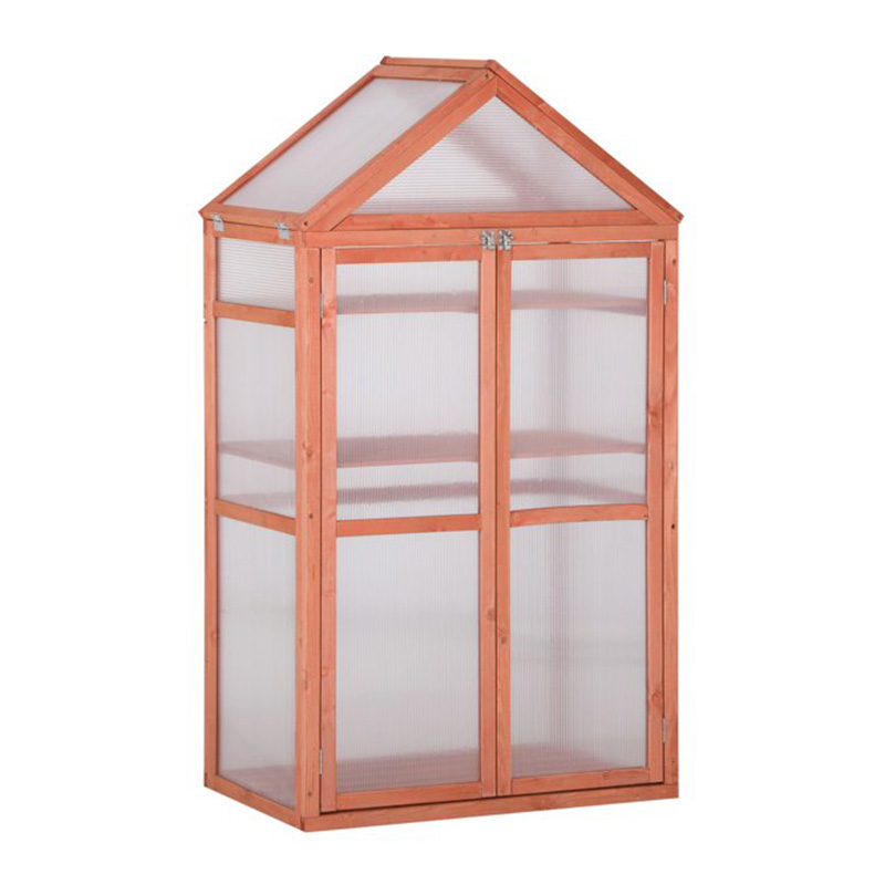 32' x 19' x 54' Wooden Cold Frame Greenhouse for Plants PC Board Orange