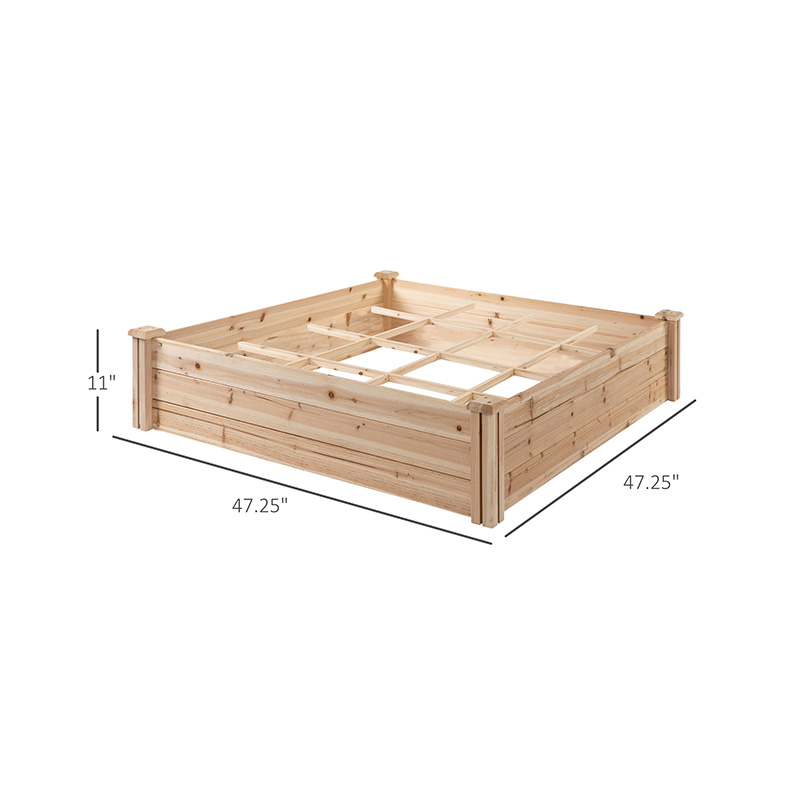 3.9ft x 3.9ft Raised Garden Bed Box with Segmented Growing Grid, Wood Material for Backyard Plants & Herbs