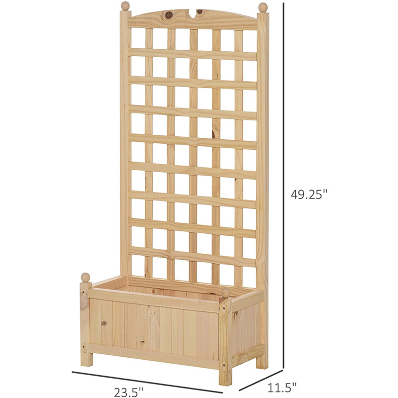 23.5' x 11.5' x 49.25' Raised Garden Bed with Trellis Board Back & Strong Wooden Design & Materials