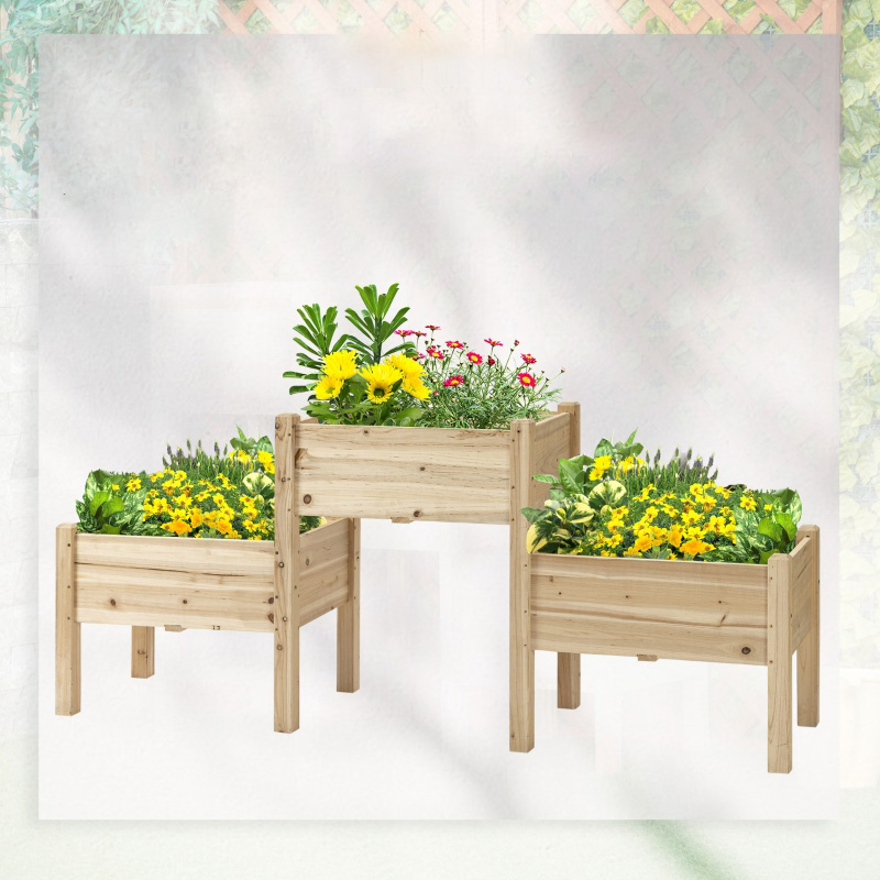 3 Tier Raised Garden Bed Freestanding Planter Box for Vegetables, Herb, Flowers