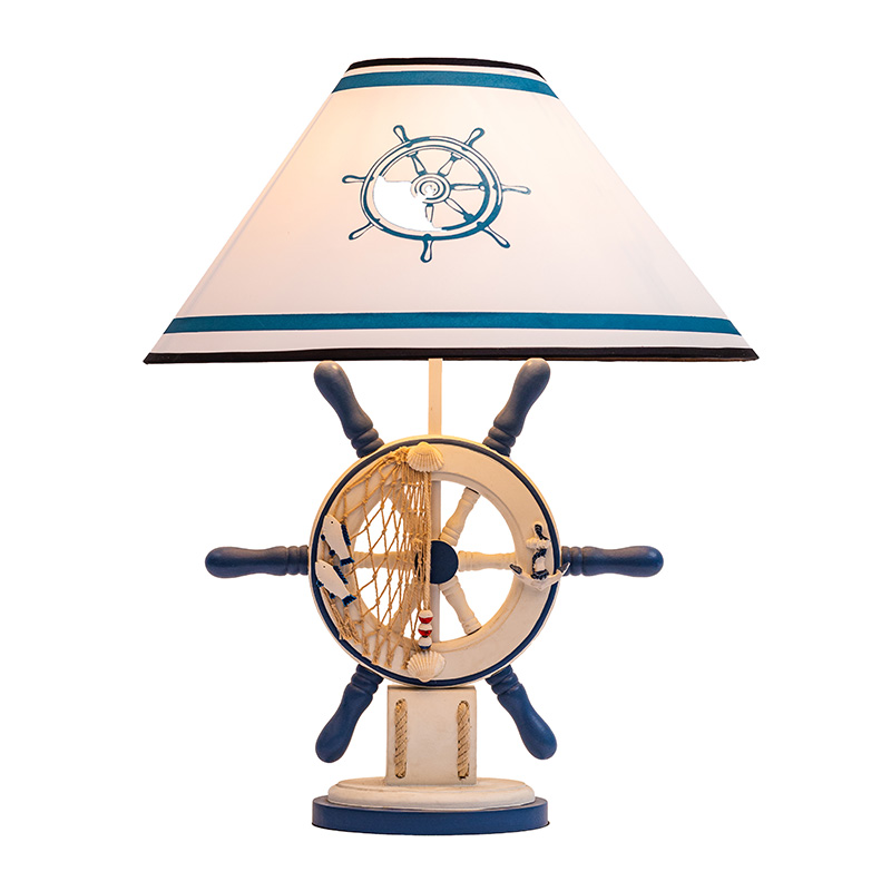 Coastal Style Table Lamp, Antique Iced Blue
