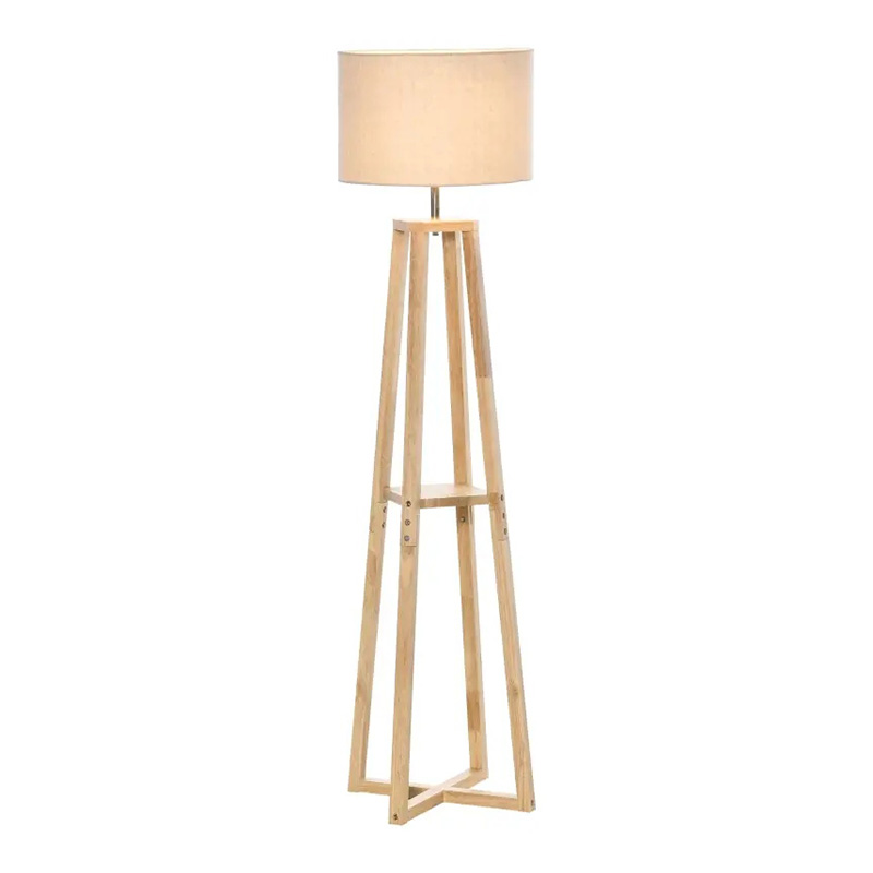 Modern Standing Floor Lamp Bedroom Light w/ Drum Lampshade, Foot Pedal Switch