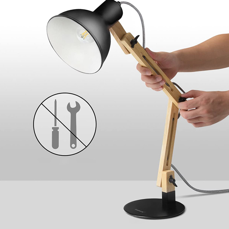 Wood Swing Arm Desk Lamp, Designer, Reading Lights, Study Lamp, Work Lamp, Office Lamp, Bedside Nightstand Lamp - White dgsfwsdwr/Black