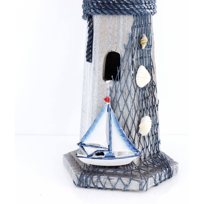 Sail Boat Wooden Lighthouse 10.6' High Nautical Themed Rooms Lighthouse Home Decor