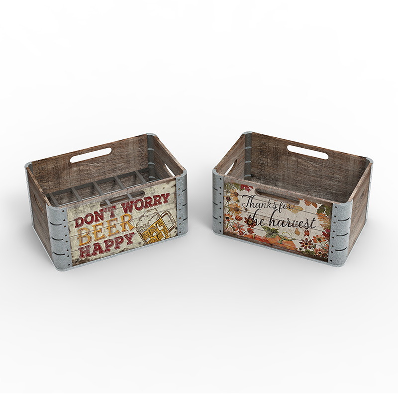 Wood Storage Crate for Organization and Storage, 3 Pack, Brown