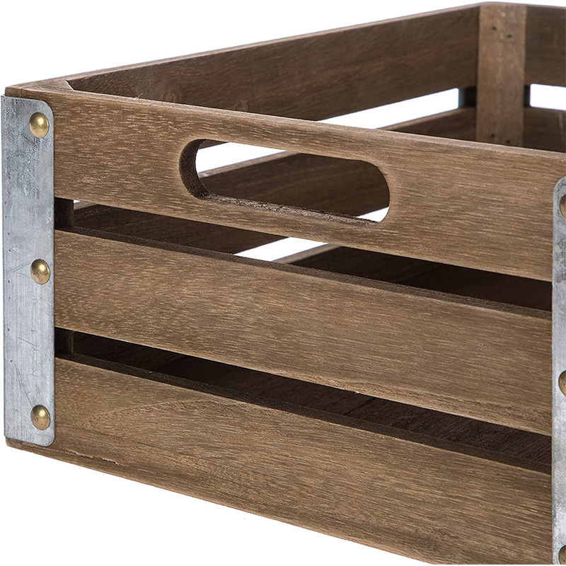 Wood Storage Crate for Organization and Storage, 3 Pack, Brown