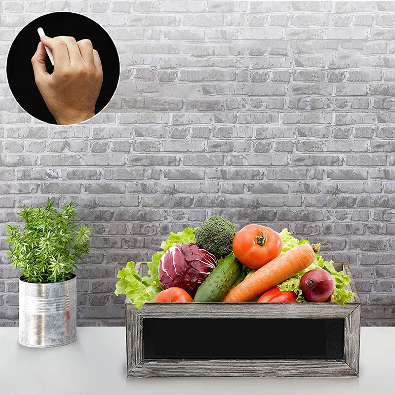 Rustic Wood Nesting Crates with Chalkboard Front Panel and Cutout Handles, Decorative Nesting Wood Box for Storage, Organization and Display, Set of 3, Different Size