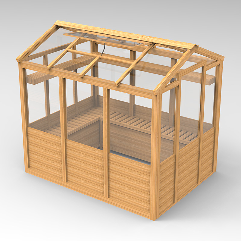 6' x 4' x 7' Wooden Greenhouse, Walk-in Green House, Outdoor Polycarbonate Greenhouse with Door, Natural