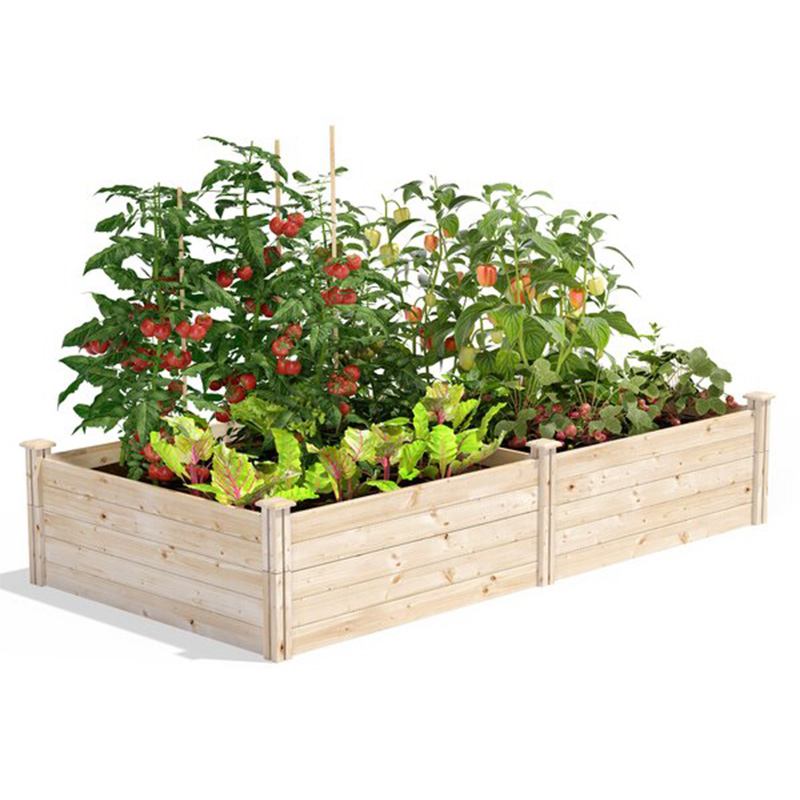 Raised Garden Bed 8×4×1FT Wooden Garden Bed Elevated Planter Box Outdoor Garden Raised Bed Kit for Vegetable Flower Herb Gardening Backyard Patio Natural Wood