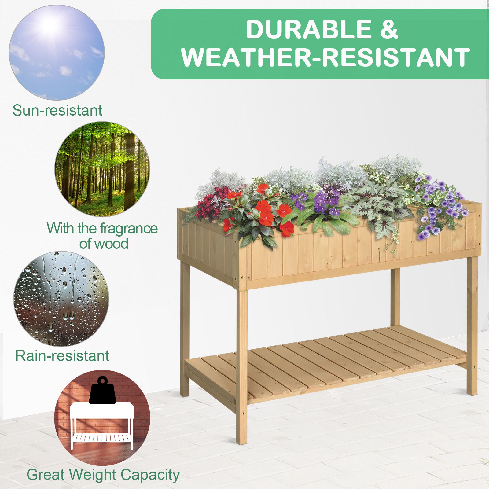 Raised Wooden Garden Bed Grid Planter Stand with 8 Slots Perfect for Limited Garden Space to Grow Herbs Veggies and Flowers