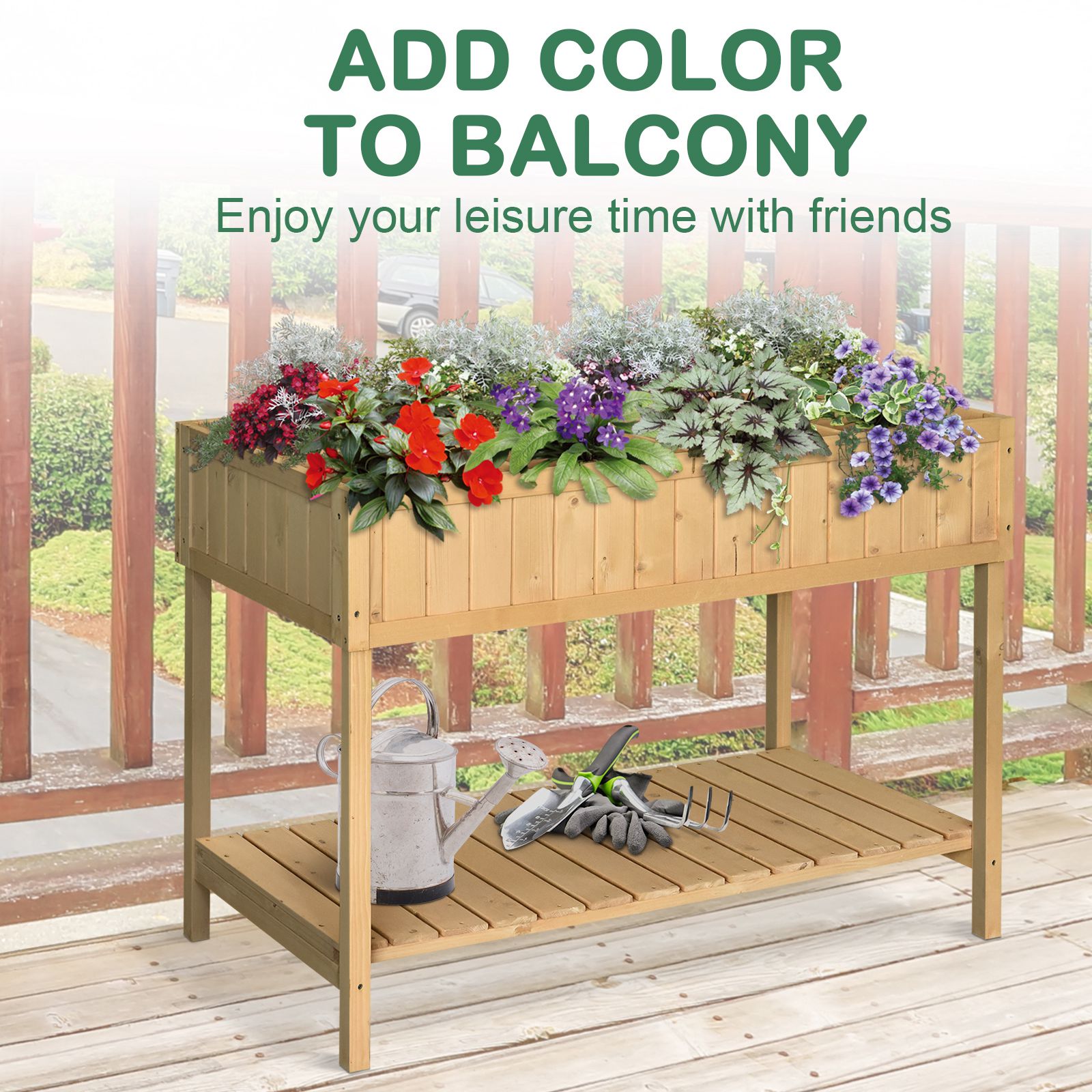 Raised Wooden Garden Bed Grid Planter Stand with 8 Slots Perfect for Limited Garden Space to Grow Herbs Veggies and Flowers