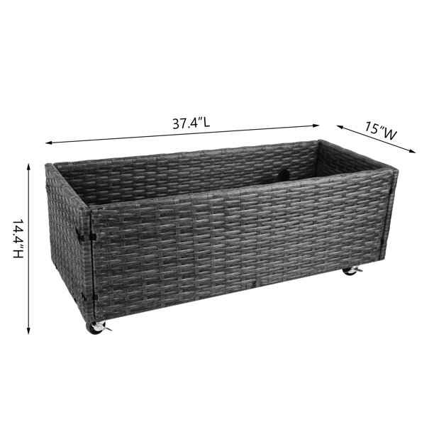 Indoor/Outdoor Rattan Flower Planter Box with Tool Storage Rack Below and Sturdy Elevated Work Area 28' H