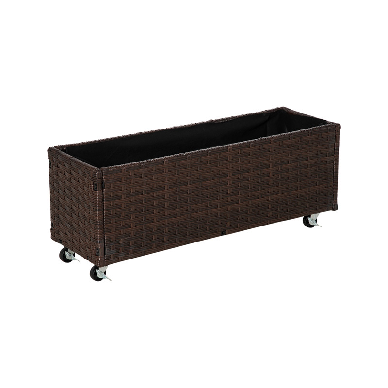 Indoor/Outdoor Rattan Flower Planter Box with Tool Storage Rack Below and Sturdy Elevated Work Area 28' H