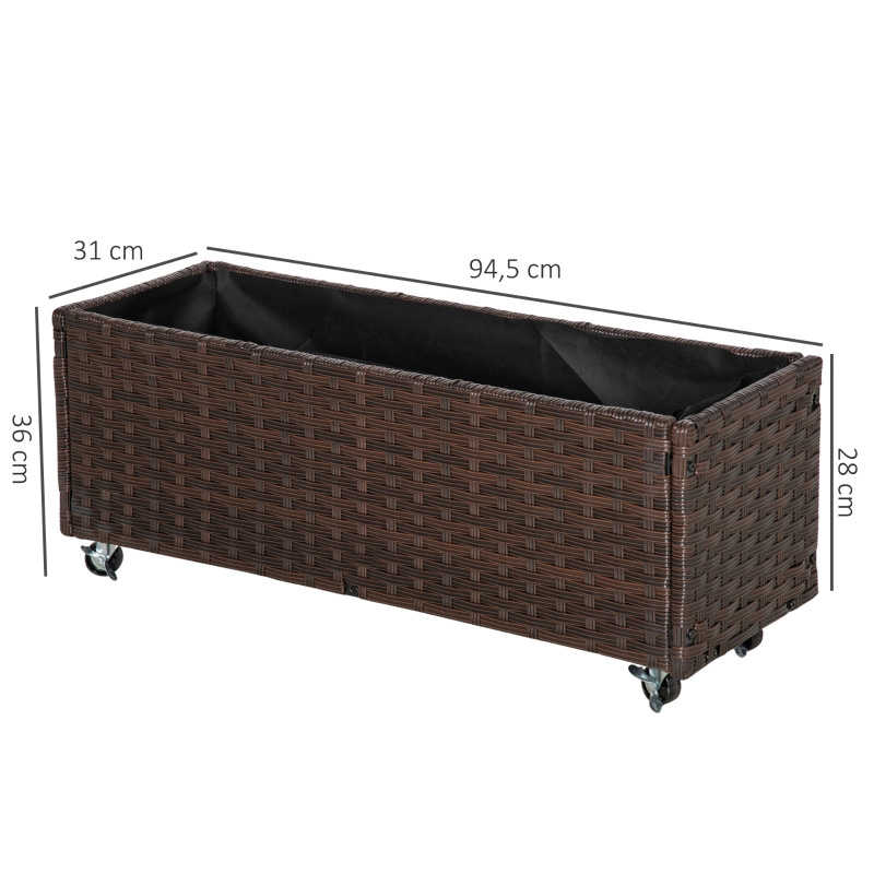 Indoor/Outdoor Rattan Flower Planter Box with Tool Storage Rack Below and Sturdy Elevated Work Area 28' H