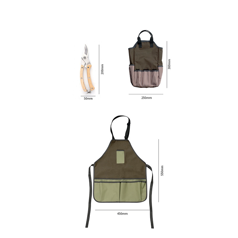 LXG112224 Stainless Steel Garden Digging Hand Tools Set With Bag And Apron