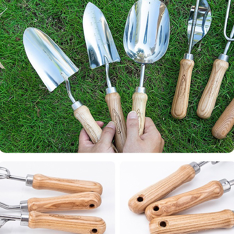 LXG112224 Stainless Steel Garden Digging Hand Tools Set With Bag And Apron