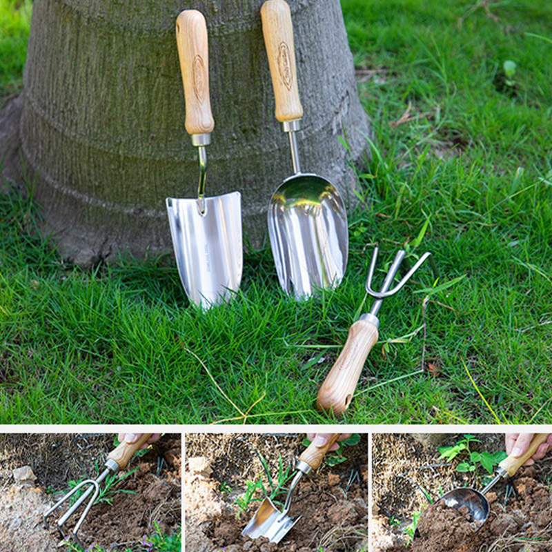 LXG112224 Stainless Steel Garden Digging Hand Tools Set With Bag And Apron
