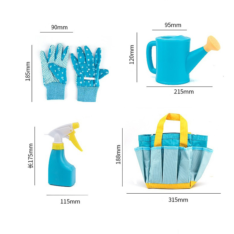Blue Tote Bag, Watering Can Gloves Shovels For Boys Complete Toddler Gardening Kit