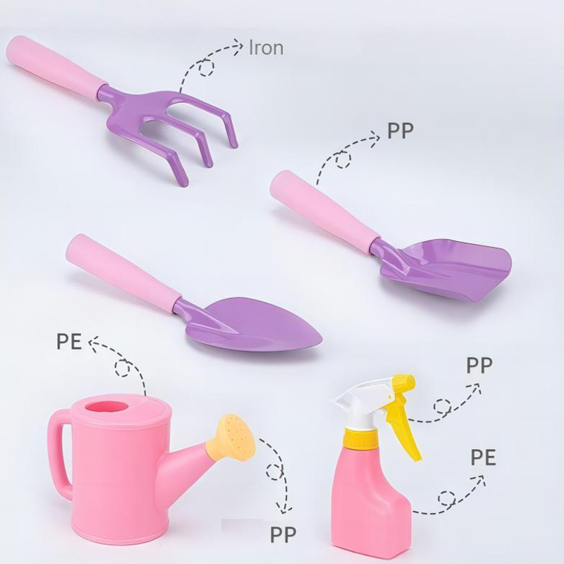 Pink And Purple Garden Tool Set for Girls with Gloves Tool Bag Watering Can