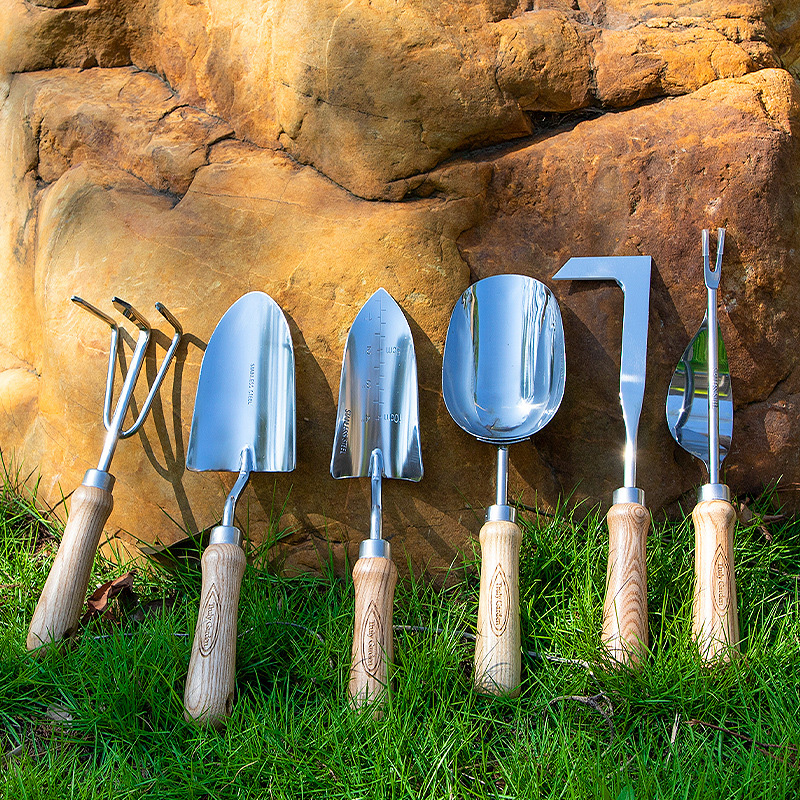 LXG112224 Stainless Steel Garden Digging Hand Tools Set With Bag And Apron
