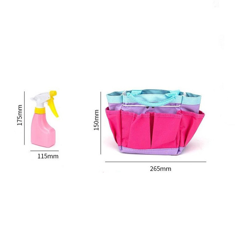 Pink And Purple Garden Tool Set for Girls with Gloves Tool Bag Watering Can