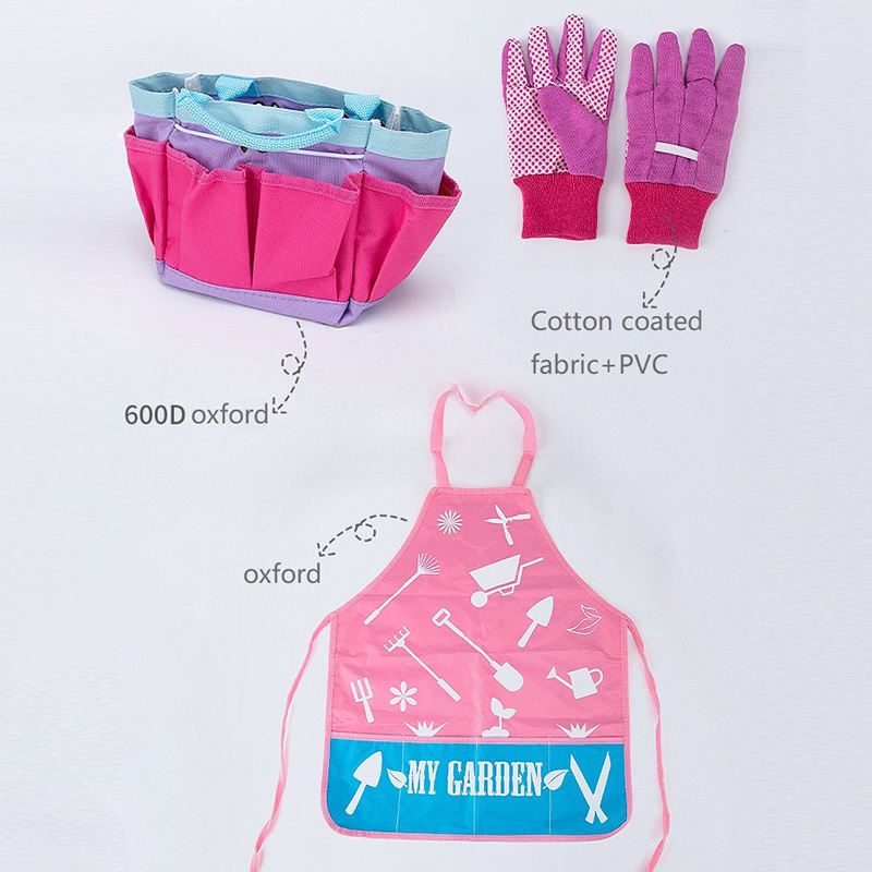 Pink And Purple Garden Tool Set for Girls with Gloves Tool Bag Watering Can